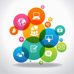 Internet concept. Social network communication in the global computer networks. File is saved in AI10 EPS version. This illustration contains a transparency